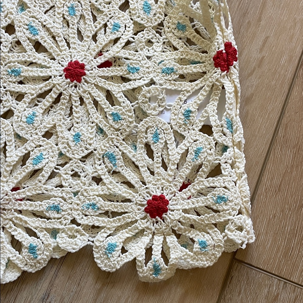 MOTHER “The Daisy Shell”  Daisy Tank Top Cream w/ Red and Light Blue Accents NWT - Picture 9 of 15